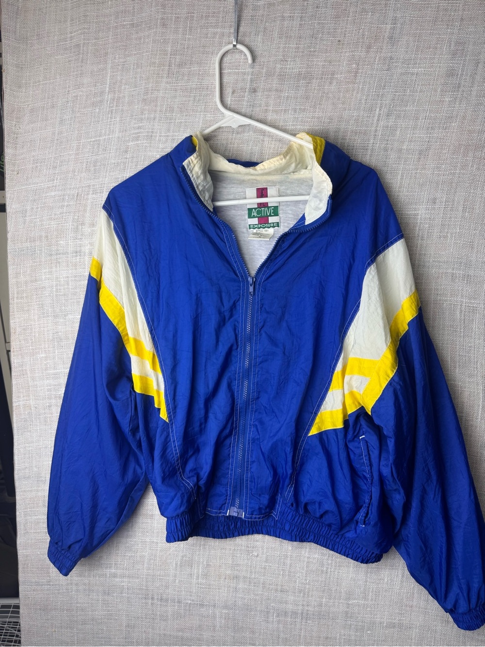Active Exposure Blue and Yellow Colorblock Windbreaker Jacket